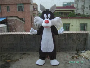 New Adult cel Mai bun de Vânzare Minunat alb-negru cat de Desene animate de Animale Mascota Costum de Crăciun Rochie Fancy Mascota Costum de Halloween