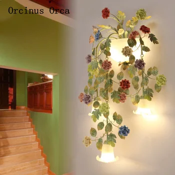 Coreeană Pastorală Flori Lumini de Perete Camera de zi Coridor Noptiera Lumini Grădină Mediteraneană Sticlă LED Lumini de Perete