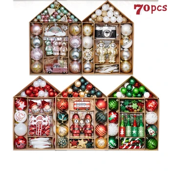 70pcs Ornamente de Craciun Set Pom de Crăciun Agățat Bile Fleac Pandantive Xmas Decor Pentru Noel Cadou de Anul Nou Decor de Crăciun