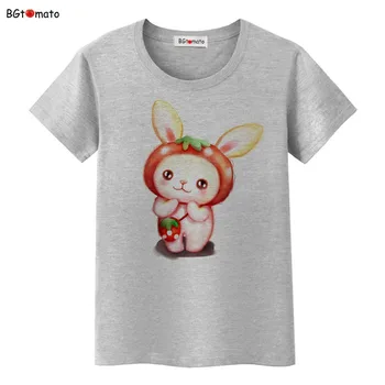 BGtomato Noi Kawaii tipărite Mână Draw Aabbit T-Shirt Femei Topuri cu Maneci Scurte O-Neck Shirt Îmbrăcăminte Pentru Femei Teuri Fierbinte de vânzare