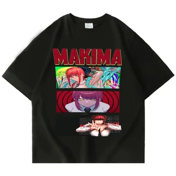 Drujba Om Pochita Makima Topuri Tricou 90 Vintage Print T-shirt de Vară de Moda Stradă Purta Maneca Scurta Tricou Barbati Femei