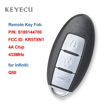 Keyecu S180144700 de la Distanță Masina Cheie Telecomanda 3 Butoane 433MHz 4A Chip pentru Infiniti Q50 2019 2020 FCC ID: KR5TXN1