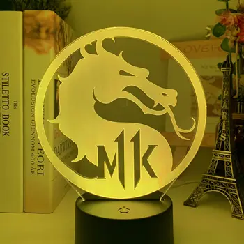 3D LED Consola de Joc Mortal Kombat 11 LOGO Copii Lumina de Noapte LED-uri cu Senzor Tactil Color Schimbarea Veioza pentru Dormitor Copil Decor