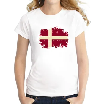 Danemarca Femeile Fanii Majorete Femei T Shirt Jocuri de Vară O-gât Culoare Alb Danemarca Drapelul Național Tricouri Pentru Femei