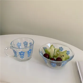 Cutelife Nordic Floare De Sticlă Transparentă Ceașcă De Cafea Bucătărie Drăguț Mic Dejun Lapte, Ceai, Pahare Cuplu De Nunta, Cadouri De Pahar