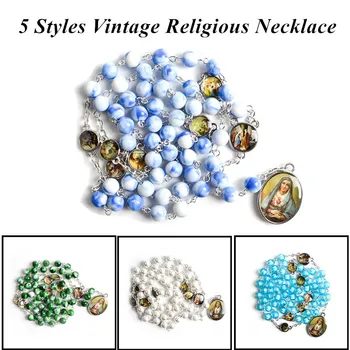 Noi 5 Stiluri De Bijuterii Perla Fecioara Maria A Rozariului Doamnelor Colier Vintage Religioase Cruce Isus Pendent Accesorii Cadouri Pentru Femei