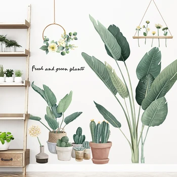 Frunze verzi Autocolante de Perete Pentru Casa Living Decorative de Perete de Vinil Decal Plante Tropicale DIY Usa Copil picturi Murale Tapet