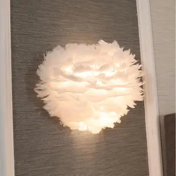 Nordic dormitor noptieră lampa de perete personalitate creatoare copii princess room romantic cald pene lampă de perete