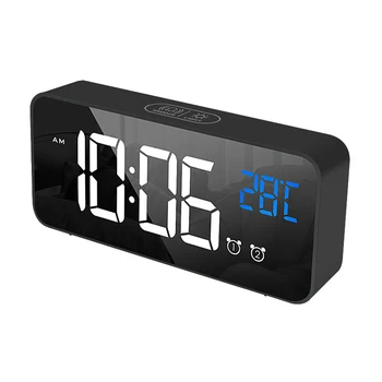 Ceas cu Alarmă Digital, LED-uri de Afișare de Timp, Dormitor cu Alarmă Muzică Pula cu Dimmer, Snooze, 2 Setări de Alarmă, 12/24 Ore & Temperatura