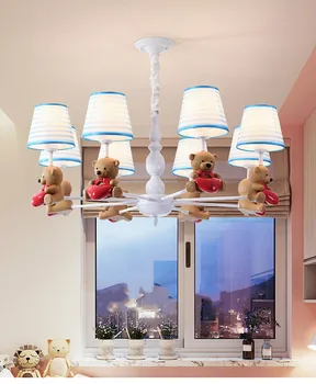 Camera copiilor lampa băieți fete dormitor lampa Nordic idilic American de desene animate camera grădiniță urs drăguț Candelabru