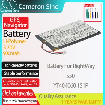 CameronSino Baterie pentru RightWay 550 se potrivește RightWay YT404060 1S1P GPS,Navigator baterie 900mAh 3.70 V Li-Polimer Negru