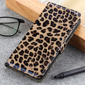 Leopard Print din Piele Acoperi Caz pentru Huawei P30 Lite P40 Pro Psmart + 2019 2020 Caz de Moda realizate Manual pentru Fete Femei Fundas