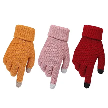 4@# Necesare În Toamna și Iarna pentru Femei Tricotate Cald Touch Ecran Mănuși Tricotate Femei Cald Mănuși Groase de Schi Mănuși