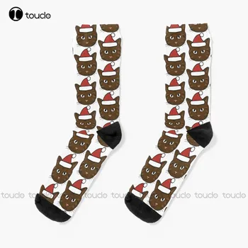 Crăciun Tabby Cat Sosete Mens Sosete Dimensiuni Personalizate Personalizate Unisex Adulti Tineri Tineri Ciorapi De 360° Print Digital Cadou De Crăciun
