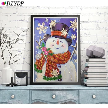 DIYDP 5D DIY Diamant Pictura Crăciun Fericit Formă Specială Parțială Pietre Broderie Mozaic cruciulițe om de Zăpadă Cadou