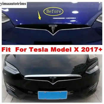 Capota Fata Capota Plasă De Grătar Grila Bara Capul Motor De Acoperire Benzi Tapiterie Pentru Tesla Model X 2017 - 2020 Crom Exterior Refit Kit