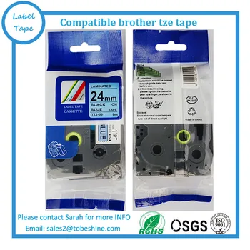 De Vânzare la cald 3pcs/lot Negru pe Albastru 24mm Compatibil Eticheta Bandă TZe-551 Tze551 pentru P-Touch Imprimanta