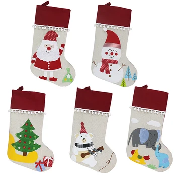 Ciorapi de crăciun Tesatura Moș Crăciun Ciorap Cadou Copii Candy Bag om de Zăpadă, Cerb, Buzunar Xmas Decor pentru Pomul de Crăciun