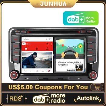 JUNHUA 7 Inch Auto Multimedia Radio Built-in DVD BT RDS GPS Navigatie Pentru toate modelele VW Polo 6r Passat B6 Golf 5 6 Tiguan Skoda Octavia