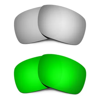 HKUCO Pentru Holbrook ochelari de Soare Polarizat Lentile de Înlocuire Argintiu/Verde Smarald 2 Perechi