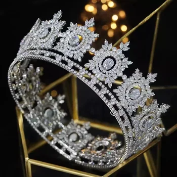 EYER Concurs de Coroane Australian Cubic Zirconia Rotund Tiara de Nunta Mireasa Moda Bijuterii Accesorii de Par Pentru Femei Reglabil