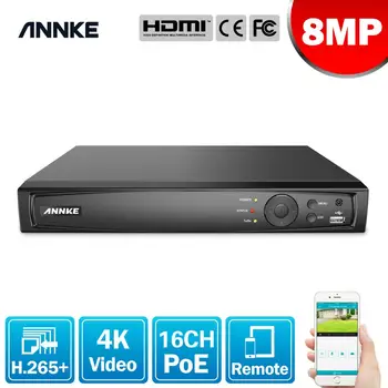 ANNKE 4K POE 16CH înregistrare Video 4K H. 265+ NVR Pentru HD POE 2MP 4MP de 5MP, 8MP Camera IP POE Acasă de Supraveghere de Securitate Mișcare Detecta