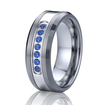 Alianțe carbură de Tungsten inele pentru bărbați și femei albastru cz pietre Moda bijuterii nunta trupa deget de confort se potrivesc