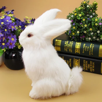 plastic& blănuri de iepure alb model ,despre 13x22cm în picioare de iepure , decorațiuni de Crăciun cadou w5794