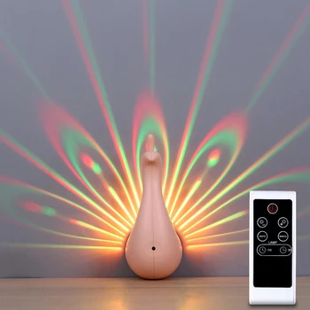 Creative 3D Păun Proiector Lampa 7 Culori USB Reîncărcabilă copii Copii a CONDUS Lumina de Noapte Acasă Decorare Perete Coridor Lumini