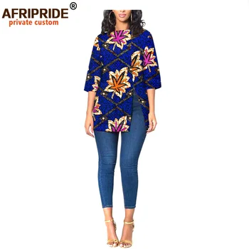 2022 Femeile Africane Bluze Tricou de Imprimare Dashiki Ankara Tesatura Ceara Batic Jumătate Maneca Lunga Tinuta AFRIPRIDE A1922009