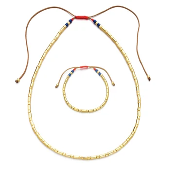 Set Accesorii Boho Stil de Culoare de Aur Curcubeu Geometric Reglabil Brățară și Femei de Moda Colier Bijuterii de Nunta Cadou