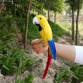 simulare de păsări papagal greu model mare 30cm galben&albastru pene de papagal prop,grădină acasă decorare cadou s1165