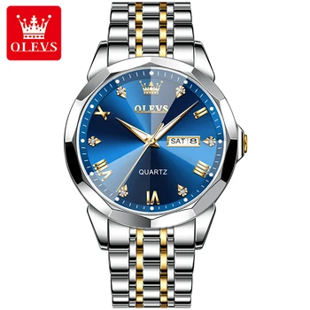 OLEVS Top Brand de Lux Ceasuri Cuarț Bărbați Moda Calendar Dublu Masculin Ceas Diamant Sport Mens Ceas Relogio Masculino