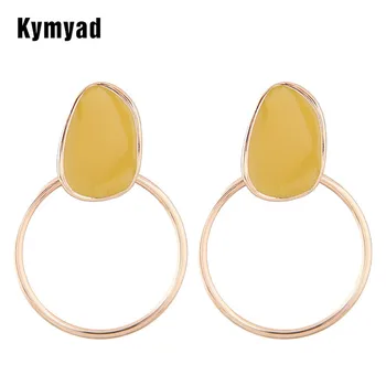 Kymyad Noi Brincos De Culoare De Aur Cercei Stud Pentru Femei Nou Cercei Moda Bijuterii Stil De Vara Bijoux Rotund Declarație Cercel