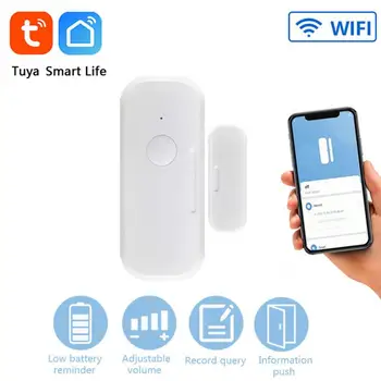 Tuya WiFi Senzor de Usa Smart Home Securitate Smart Ușa Deschisă/Închisă Detector de 90dB APP Memento Wifi Fereastra Senzorului Inteligent APP de viață