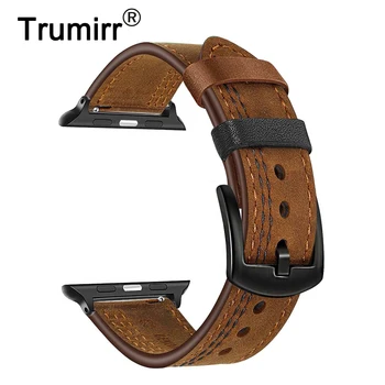 TRUMiRR Piele Watchband pentru Apple Watch iWatch Seria 8 7 SE 6 5 4 3 2 1 38/40/41/42/44/45/49mm Retro Curea din Otel Incuietoare Trupa