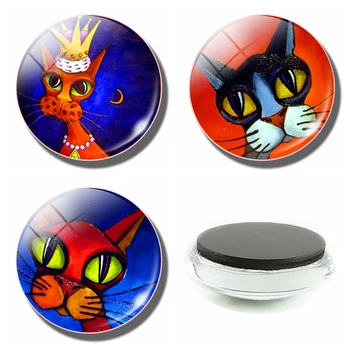 Pisica și Coroana Frigider Autocolant Dome Magnet de Frigider Magnetic Notă Sticla pentru Decor Acasă de Desene animate de Animale