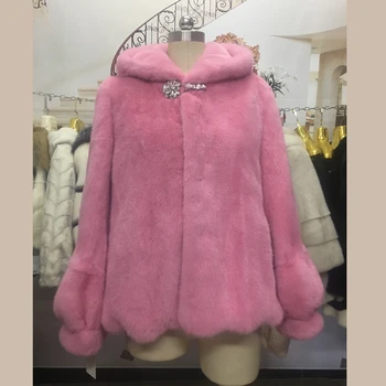 nurca 2023 iarna de moda noua haină de blană cu glugă