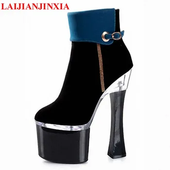 Brand Cizme de 7 Inch Stiletto Cu Platforma Sexy Femei Cizme de 18cm cu Toc Glezna Cizme Super High Pantofi Rochie