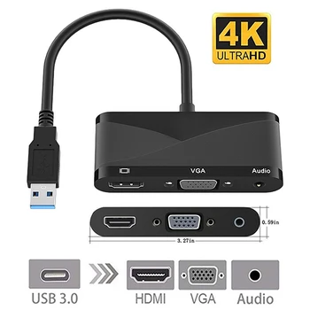 3 În 1 Hub Convertor USB 3.0 La HDMI Compatibil VGA HD 1080P Adapter Conveninently Simplu de Instalare Pentru Mac OS Proiector