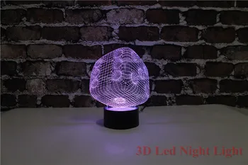 New Sosire Led 3D Zaruri Noapte Lite 7 Culori Schimbătoare de Desene animate Camera Copii Nite Lumini YJM-2847