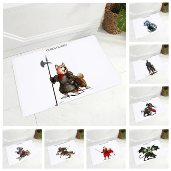Desene animate Cavalerul Medieval Câine Podea Mat pentru Camera Copiilor Non-Alunecare de Decor Drăguț Sala de Mese Preș Flanel Moale Covor 40x60cm