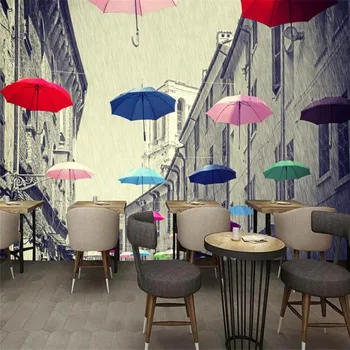 tapet bucatarie camera de zi idei de design 3 d picturi murale pentru pereti de epocă Europene stradă umbrela living modern, tapet
