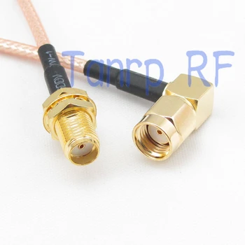 2 BUC 20CM Coadă coaxial cablu RG316 cablu de extensie 8INCH RP-SMA tată în unghi drept la SMA female RF adaptor conector