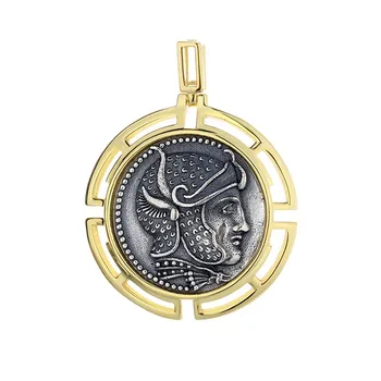 SLG-1ZFSILVER Argint 925 de Moda de Lux Seleucid eu Retro Aur Monede Vechi Colier Pandantiv Fără Lanțuri Femei Bijuterii de Nunta
