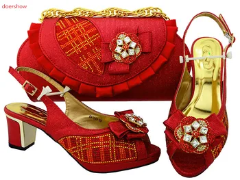 doershow Moda Peep Toe Pantofi italieni Cu Potrivire Set Saci Pentru Nunta Partidul African Pantofi Și Geantă Set Gratuit ShippingHSK1-17