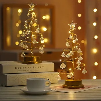 Condus de fier lampa de noapte de Cristal brad de Crăciun lampa cadou de ziua cameră dormitor scena aspect decorativ mici lămpi de masă
