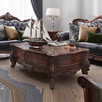 În stil European personalizate high-end din lemn masiv, masă de cafea American retro home living, masă de cafea arc
