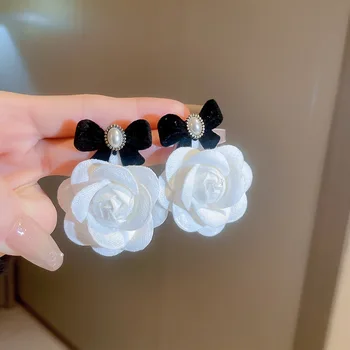 Noi Boem Alb Mare Pânză Floare Cercei Pentru Femei Bijuterii Statement Handmade Perle Bowknot Ciucure Pendientes