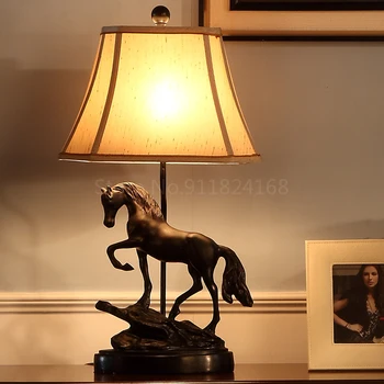Europene cald romantic lampă de noptieră personalitate creatoare cal decorare dormitor clasic de epocă, cameră de studiu tabelul lumina